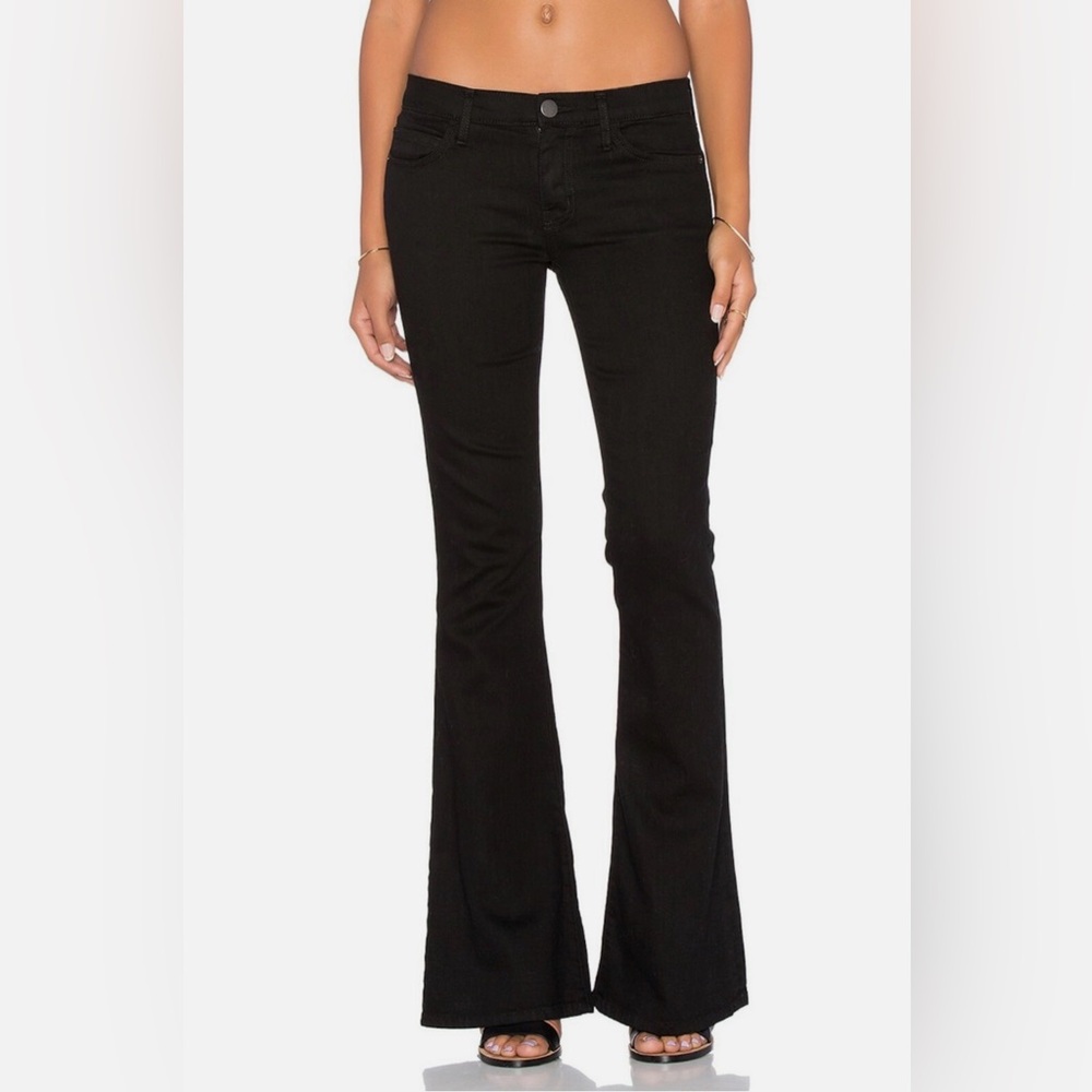 Current/Elliott "The Low Bell" Flare Jeans - Jet Black - Size 28